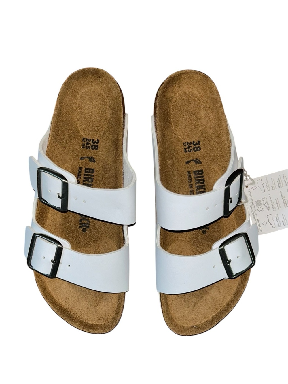 Birkenstock Arizona White Birko-Flor Sandals Size 38 Narrow US 7 Womens NIB - Picture 3 of 10